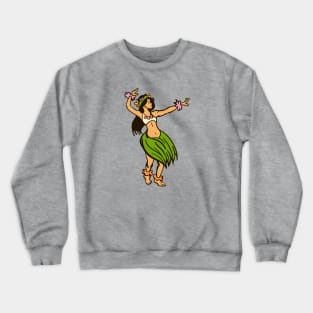 Vintage Hawaiian Hula Dancer Cartoon // Retro Hula Girl D Crewneck Sweatshirt